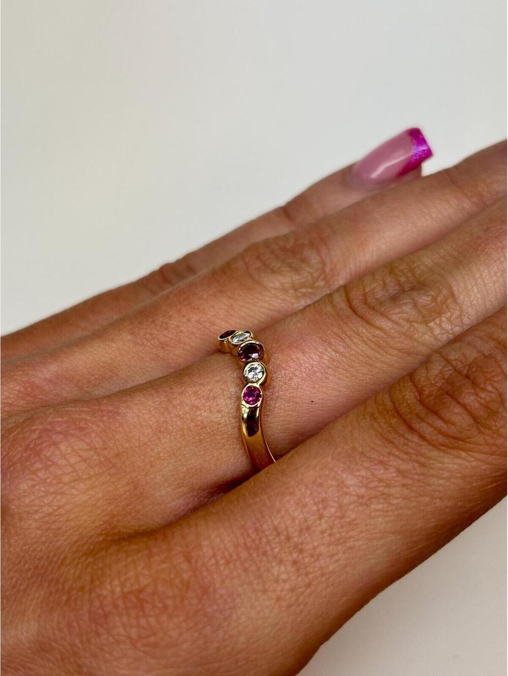 14k Yellow Gold Ruby and Diamond Ring Antique - Picture 2 of 7